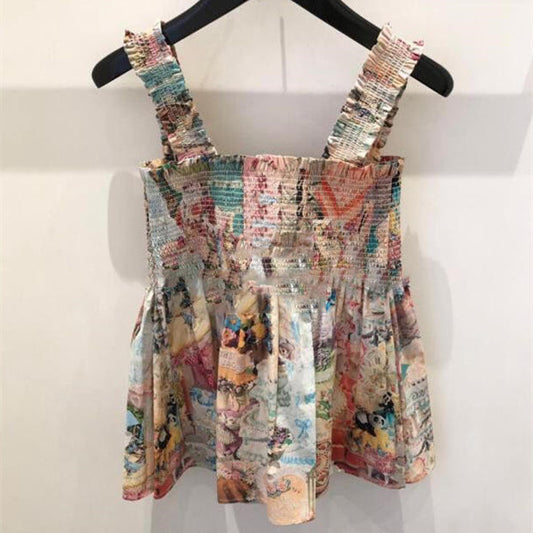 Summer Fashion Printed High Waist Sling Dress