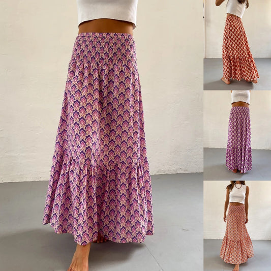 Summer Plant Flower New Pleated Skirt Female