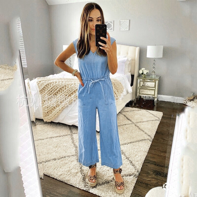 New Sexy Fashion Suspender Stitching Casual Jumpsuit