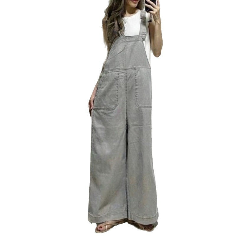 Summer Overalls Fashion Loose Straight Slimming Suspender Jumpsuit