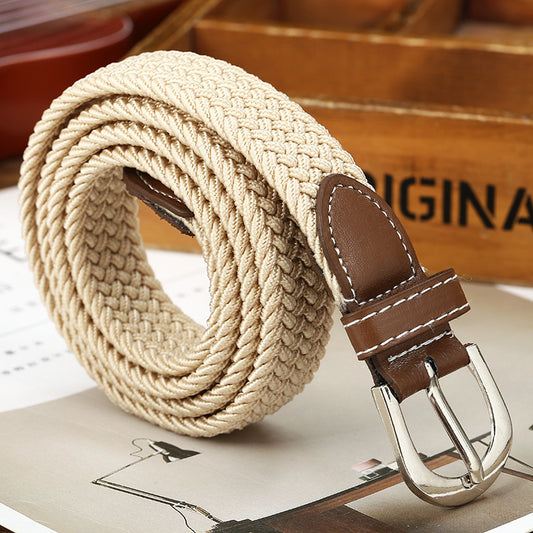 Canvas Belt Belt Elastic Woven Fashion Casual All-match Solid Color Elastic Belt