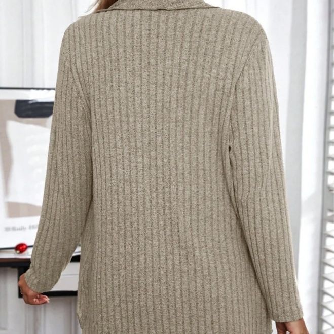 Long Sleeve Solid Color Loose Cardigan Top Women's Knitting