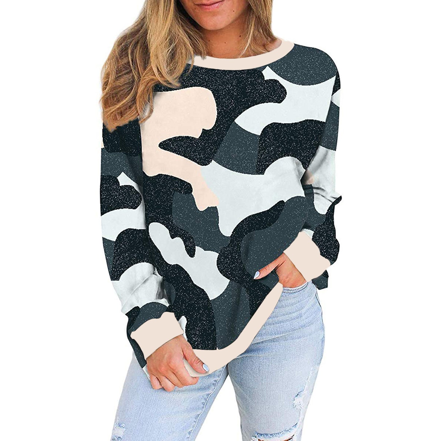 New Women's Camo Leopard Print Long Sleeves