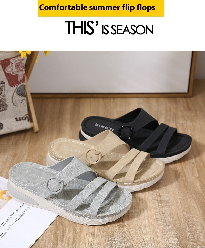 Slippers Casual Sports Comfortable Platform Velcro Stitching Women's Shoes