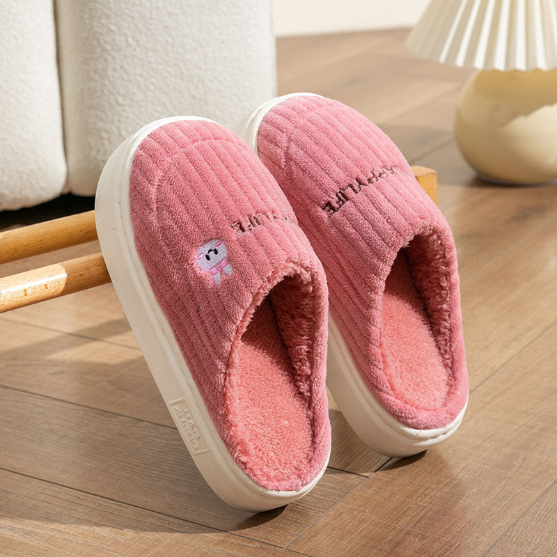 Cute Rabbit Slippers Winter Warm Home Shoes Non Slip Plush Bedroom Slippers