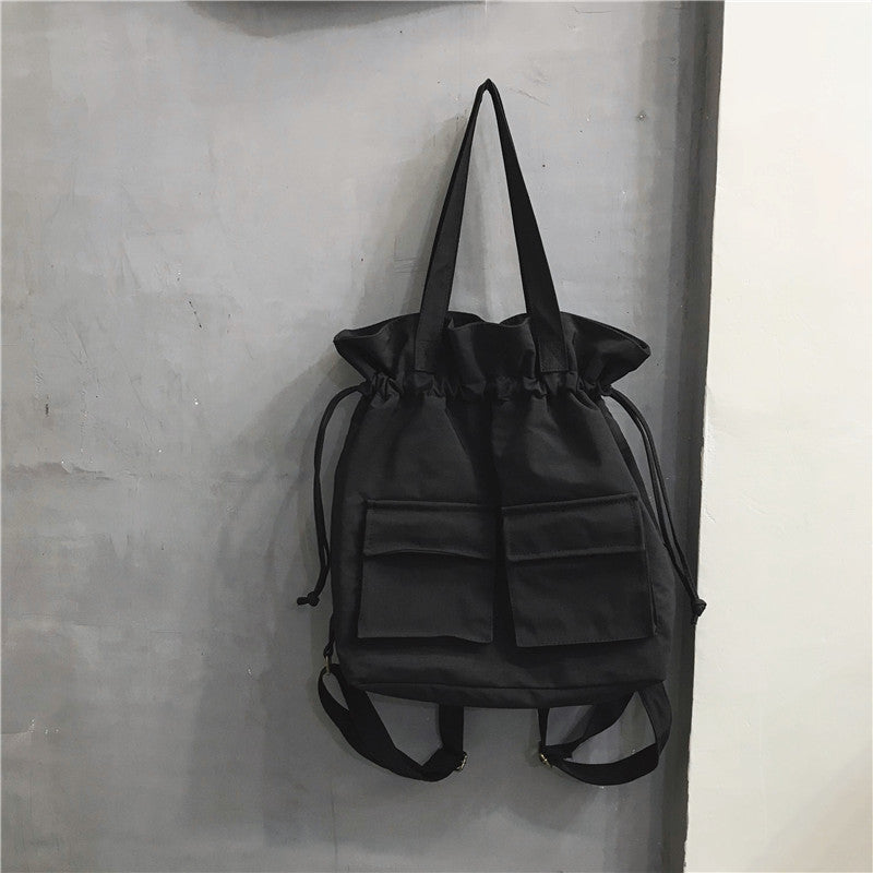 Fashion Work Clothes Drawstring Canvas Raw Shoulder Bag