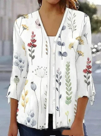 Printed Quarter Sleeved Cardigan Knit