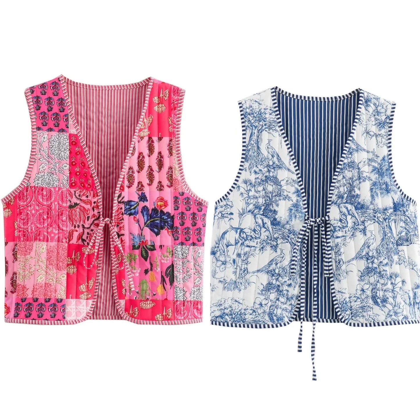 Women's Printed Lace-up Cotton Vest