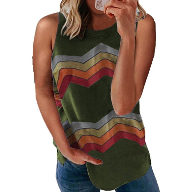 Striped Vest T-shirt Women's Top