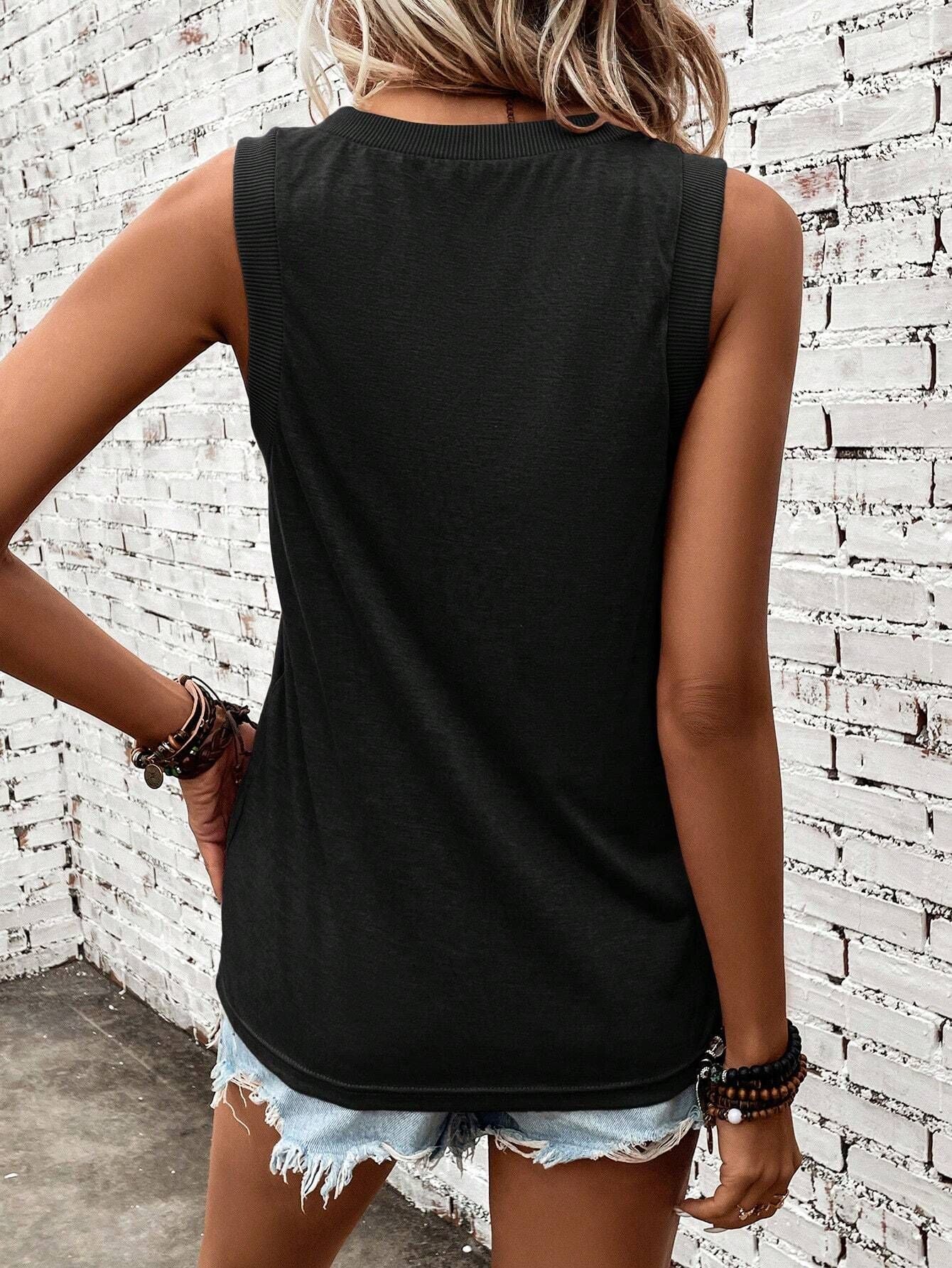 Fashion Sleeveless Comfortable V Neck T-shirt Women