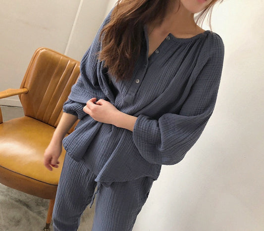 Round Neck Loose And Comfortable Pajamas Suit