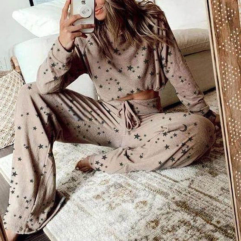 Printed Long-Sleeved Home Service Suit Pajamas