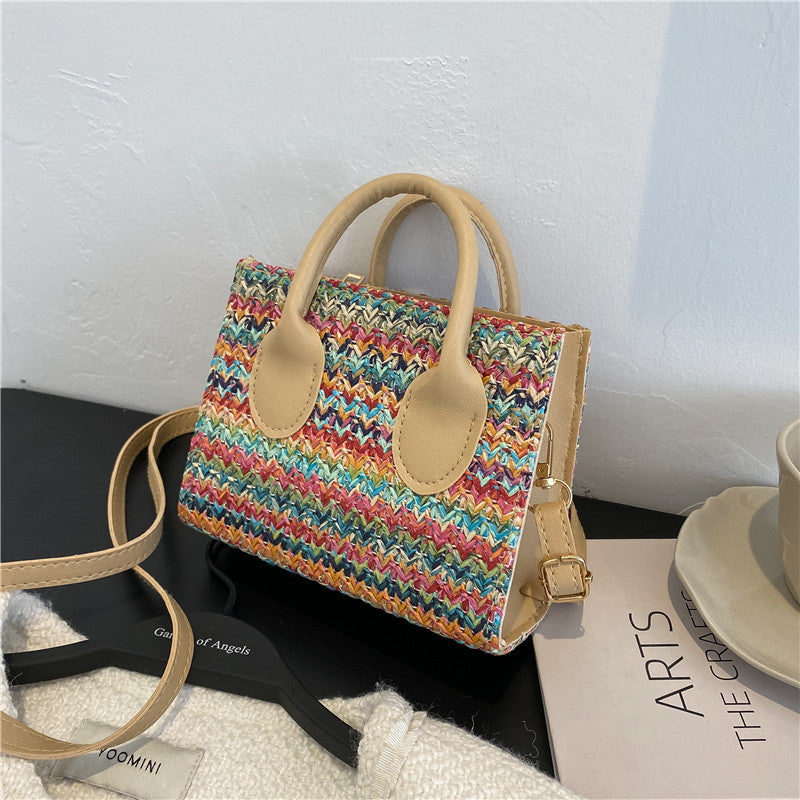 Colorful Woven Hand-held Casual Messenger Small Square Bag