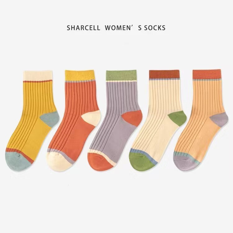 Female Mid-calf Length And Breathable Sweat-absorbent Socks