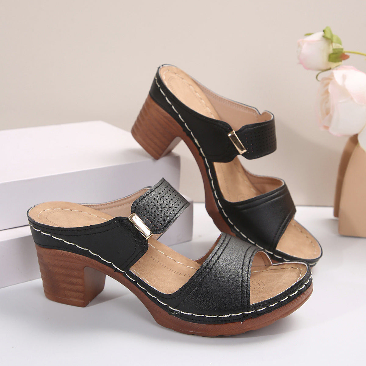 Women's Casual Anti Slip Thick Soled High Heel Sandals