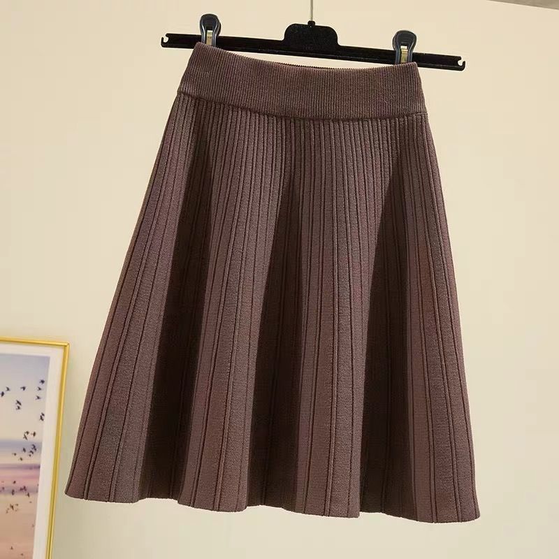 Knitted Umbrella Skirt Skirt High Waist Autumn And Winter Women