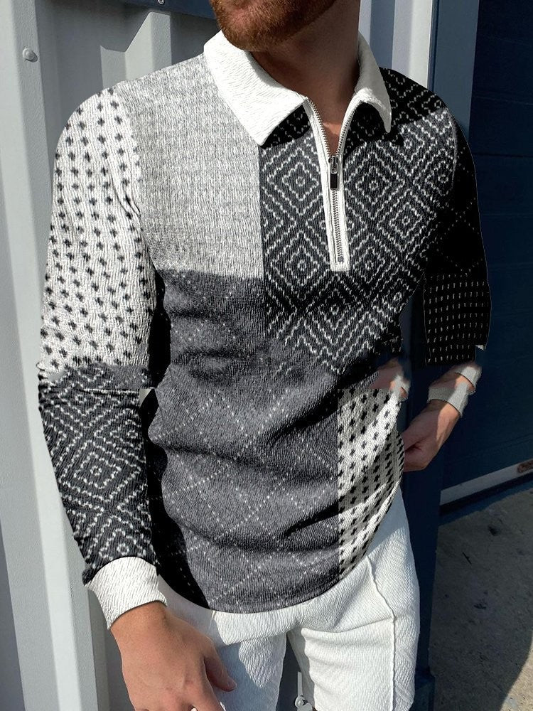 Casual Lapel Pullover Digital Printing For Men