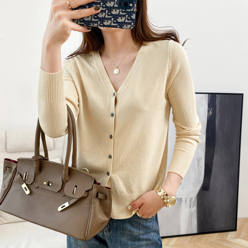 Cardigan V-neck Sweater Loose Bottoming Sweater