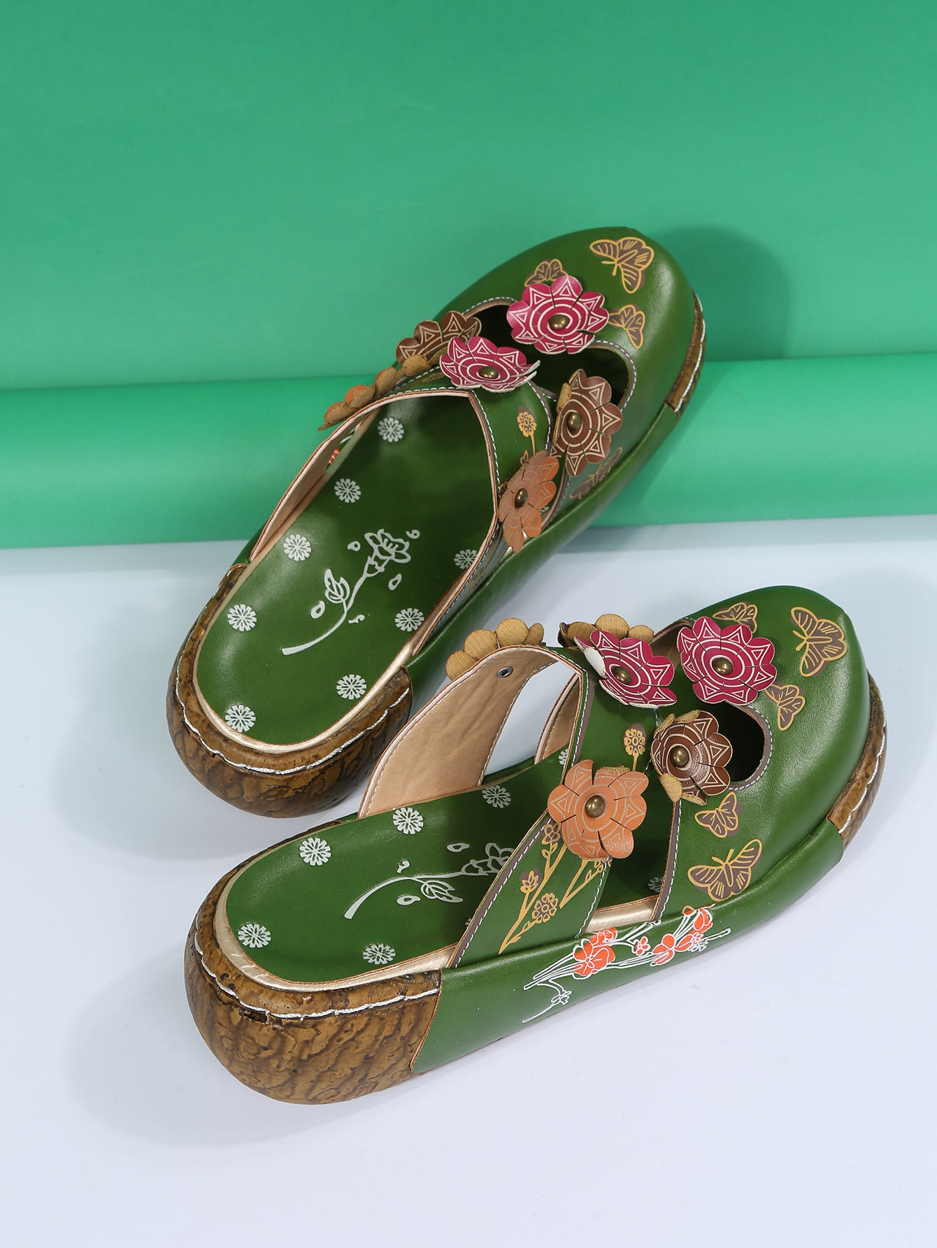 Summer Ethnic Style Plum Totem Round Toe Sandals