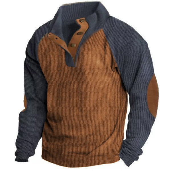 Printed Stand Collar Men's Clothing Casual Sweatshirt