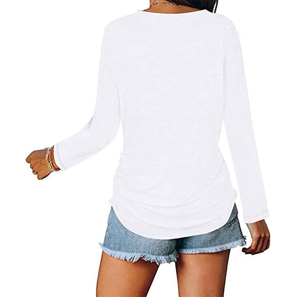 V-neck Long-sleeved Women's Top Fashion Casual Long Sleeve Top T-shirt