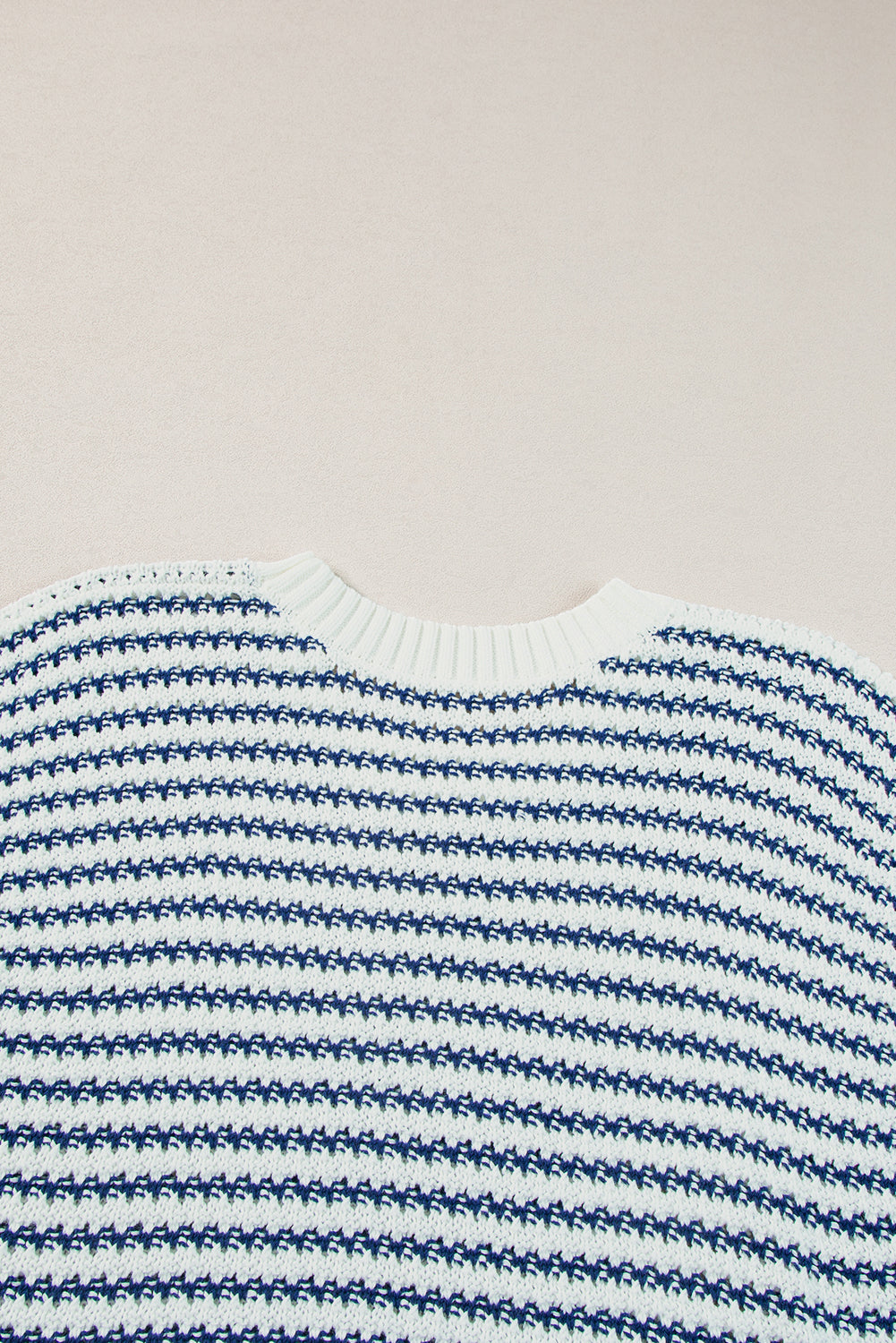 Blue Stripe Ribbed Trim Loose Fit Knitted Sweater Vest