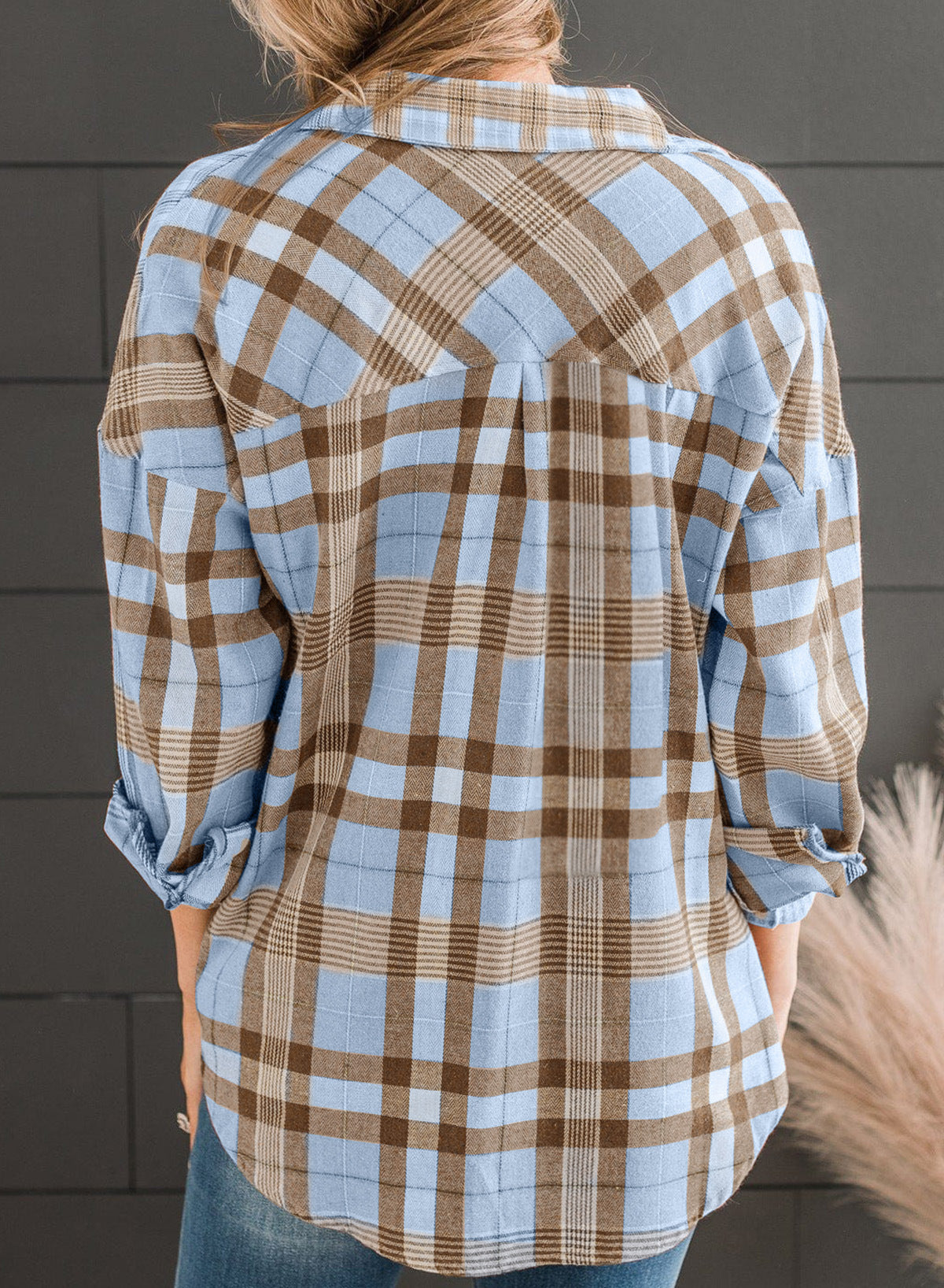 European And American Plaid Shirt Spring And Autumn Fashionable Loose All-match Long Sleeve Single-breasted Lapel Shirt