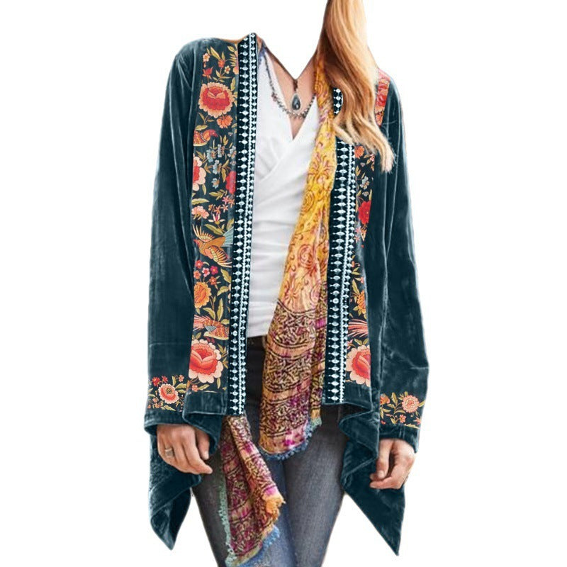 Bohemian Flowers Print Cardigan COAT