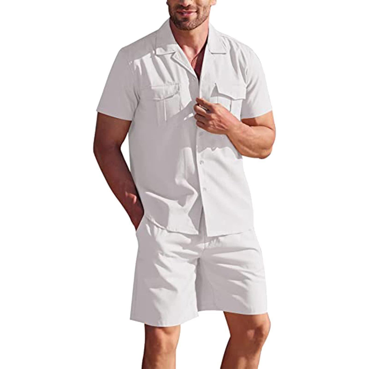 Summer Menswear Linen Short Sleeve Shirt Outfit