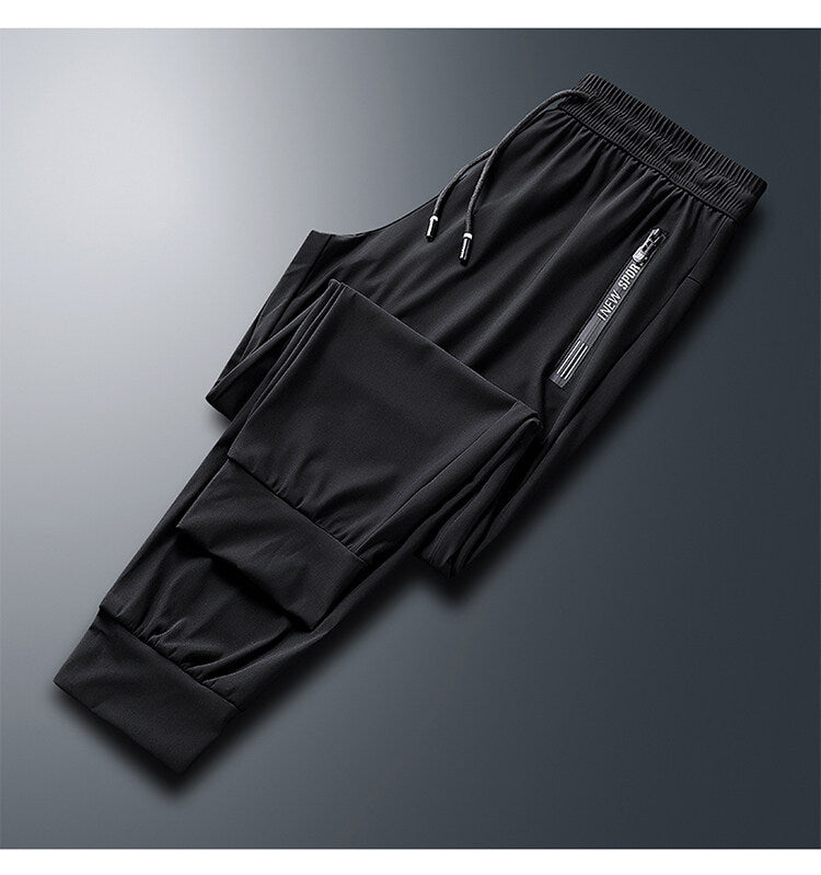Ice Silk Trousers Men's High Elastic Breathability Leisure Sports Quick-drying
