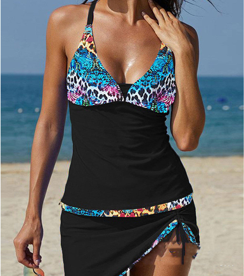 Swimsuit Women's Seaside Vacation Drawstring V-neck Sexy Split