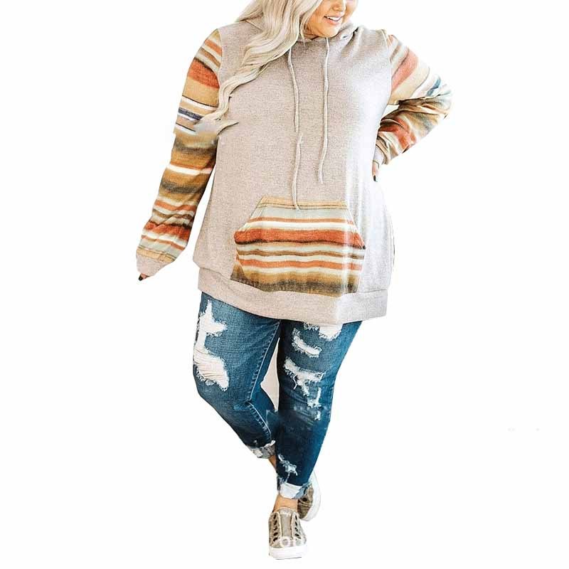 Women's Casual Printed Stitching Hooded Sweater