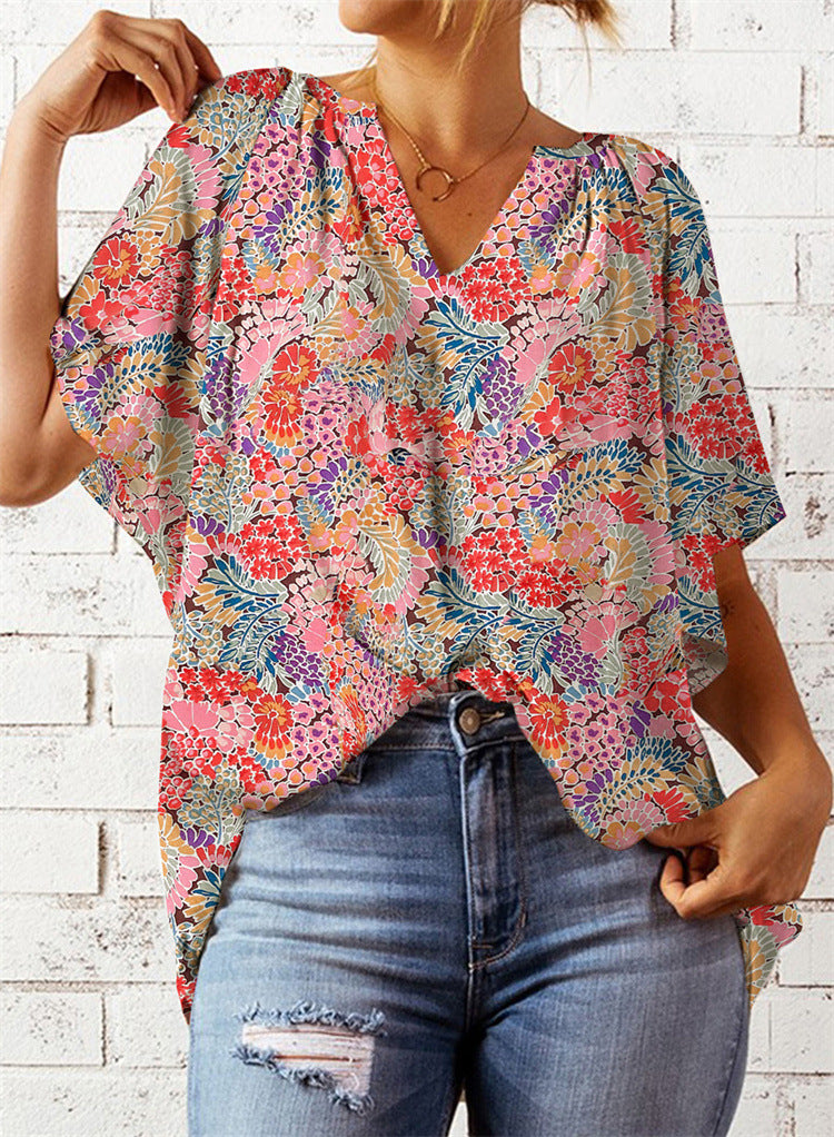 Fashionable New Printed Loose-fitting Women's Top