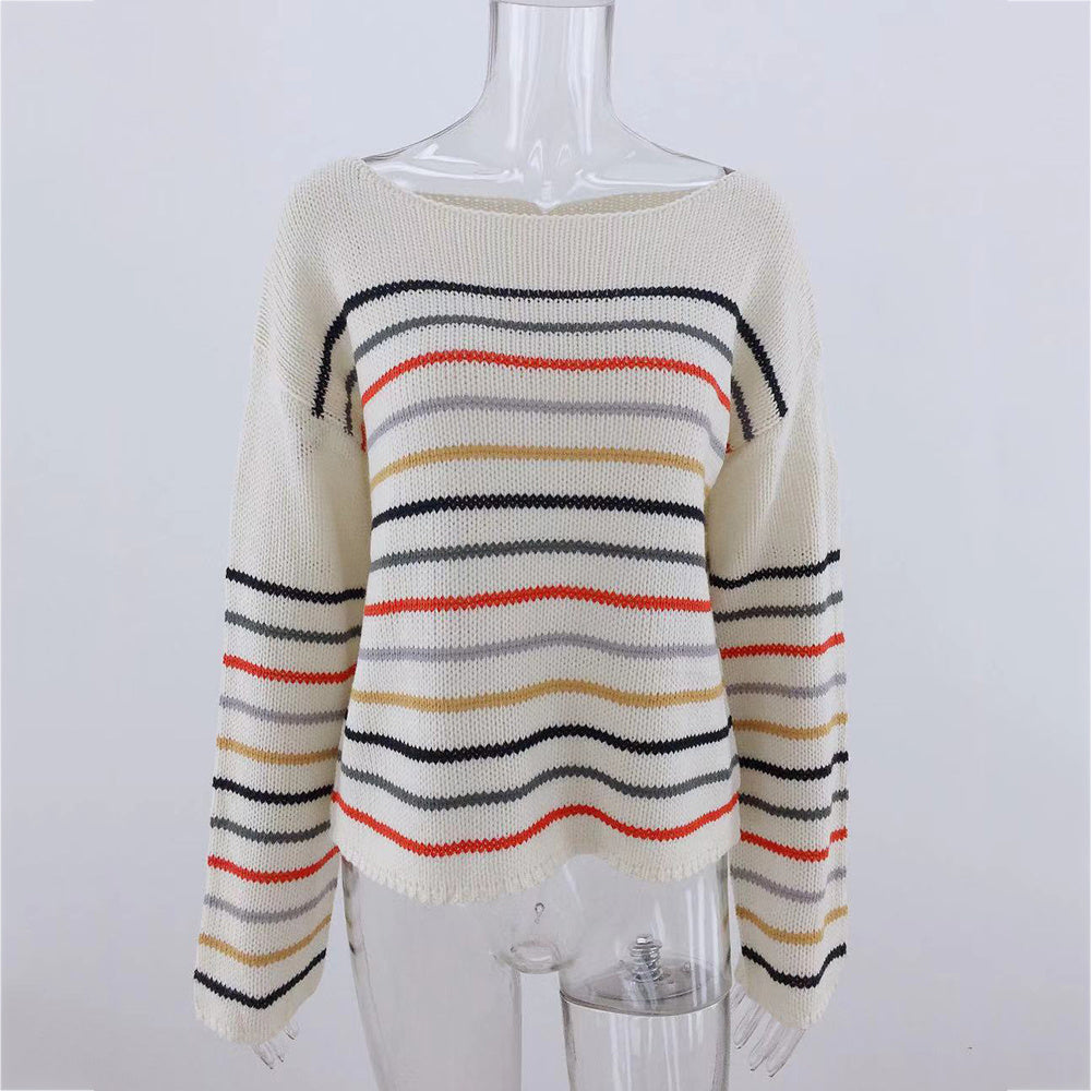 Ladies striped rainbow sweater