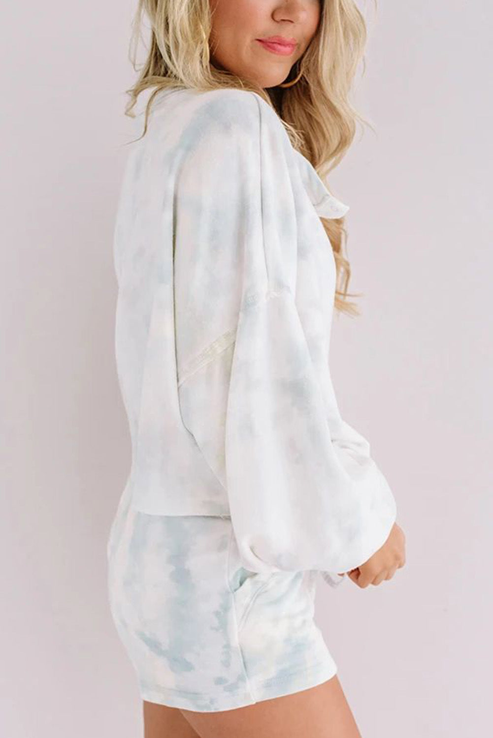 Printed and dyed cardigan sleeve pajamas