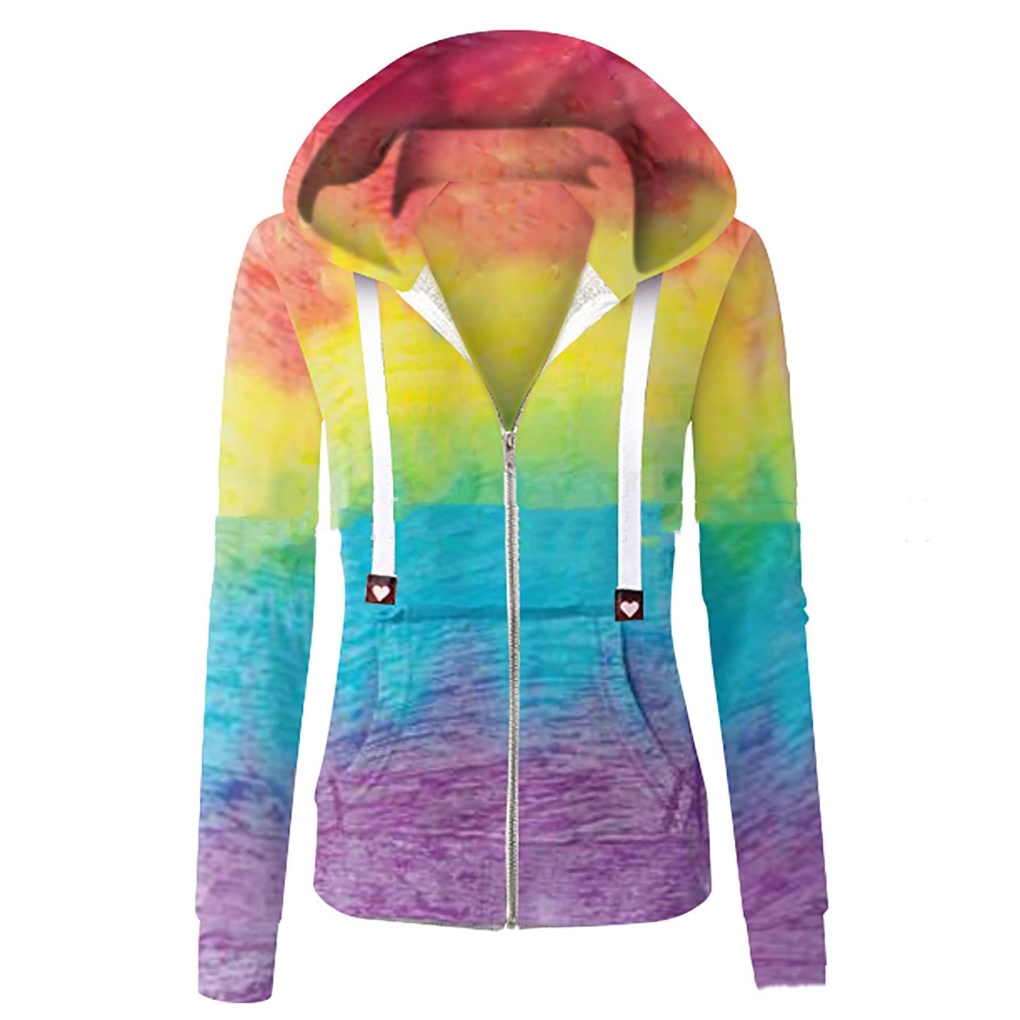 Ladies Tie-dye Pocket Zipper 3 Colors 8 Size Hooded Sweater