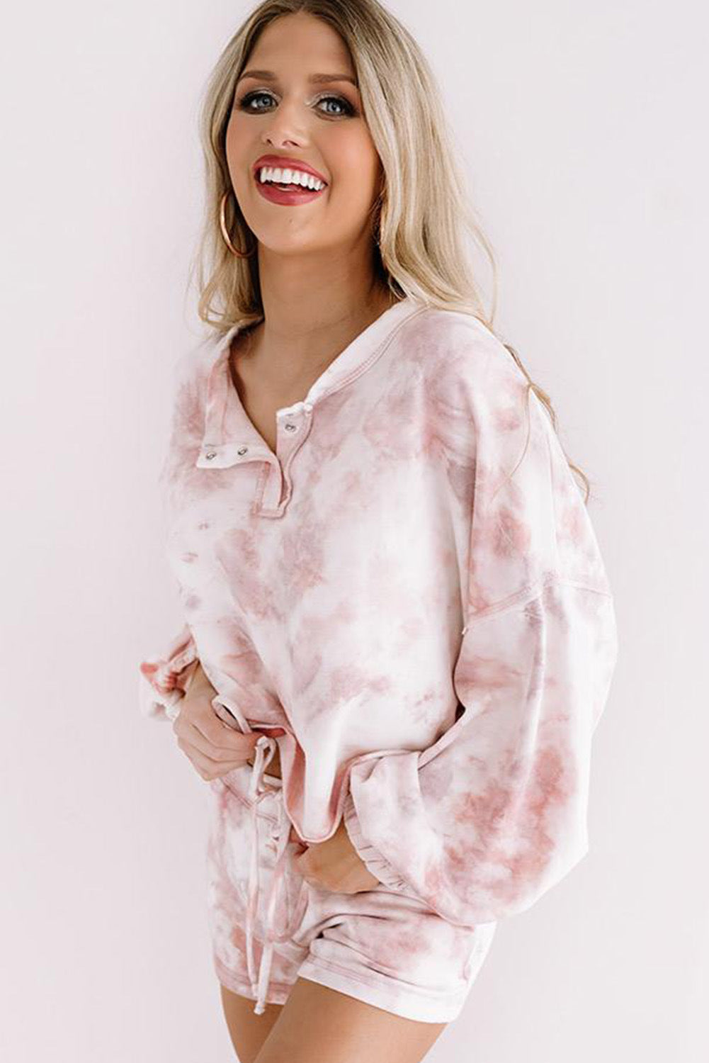 Printed and dyed cardigan sleeve pajamas