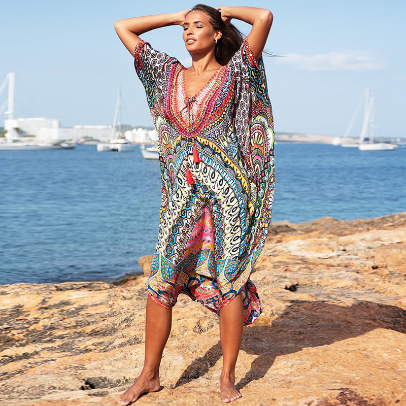 Oversized Loose Plus Size Vacation Dress Bikini Cover-up Robe