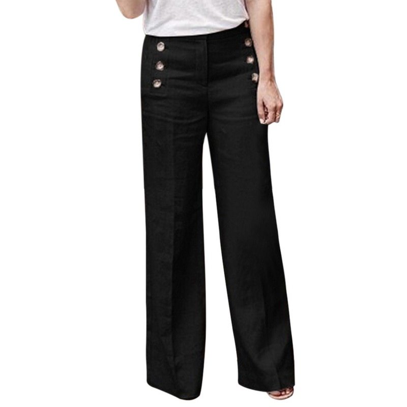 Button wide leg pants