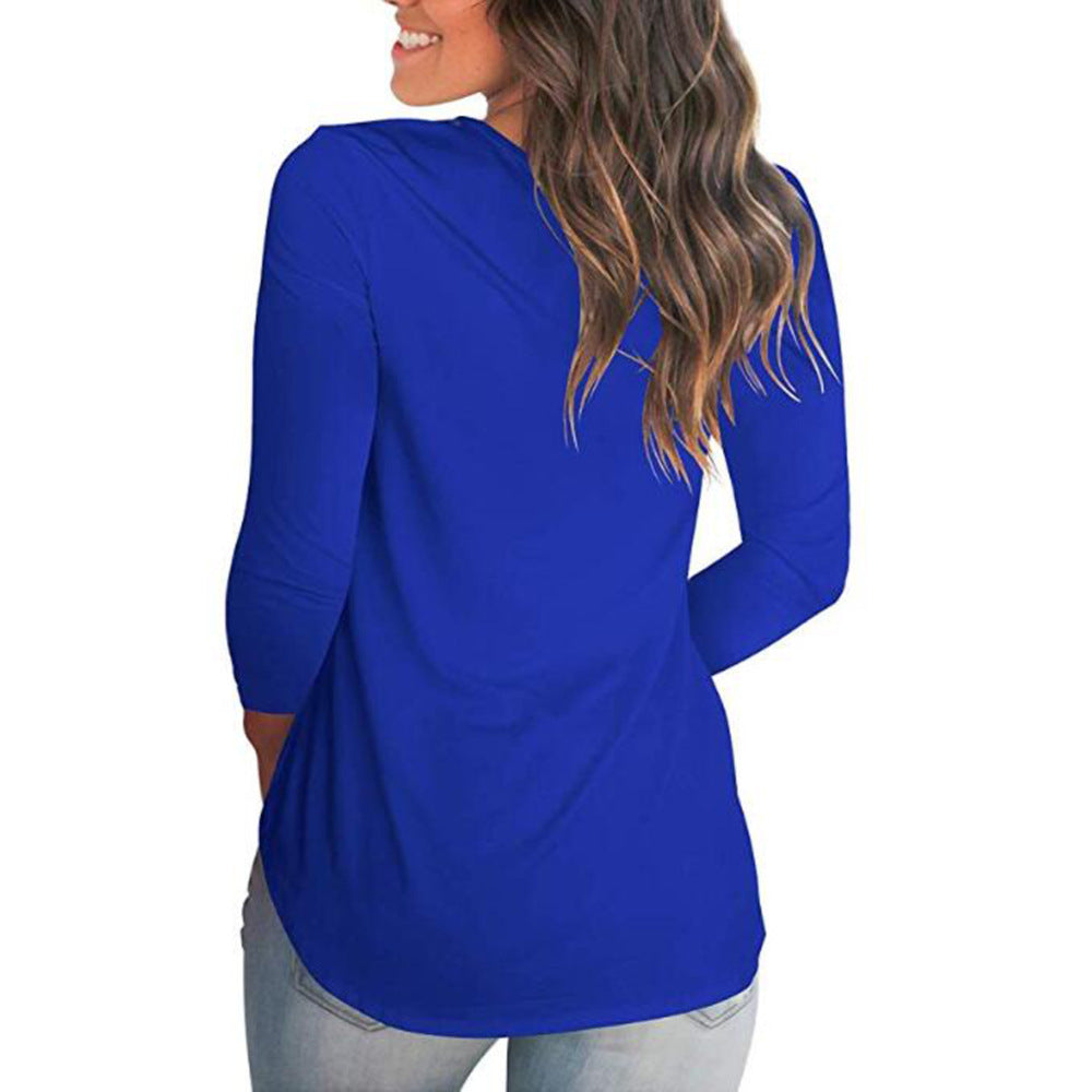 European And American Women's Clothing Solid Color Bottoming Shirt