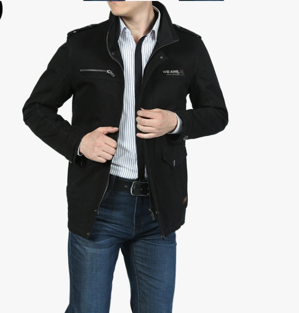 Men's jackets in foreign trade, long washed cotton leisure coat