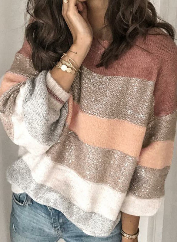 Stripe loose knit sweater