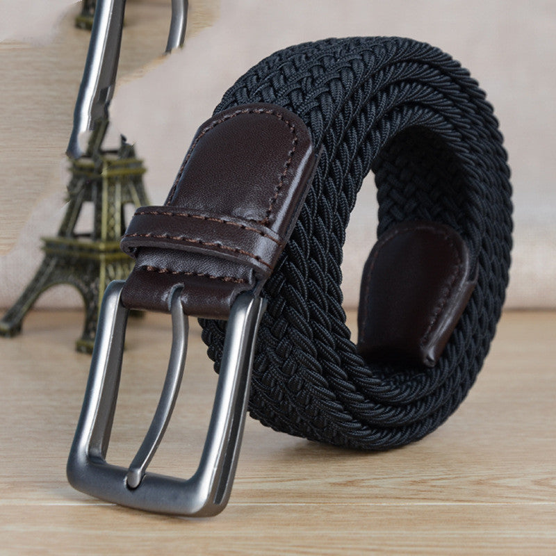 All-match Pin Buckle, Non-hole Elastic Adjustable Canvas Woven Trouser Belt