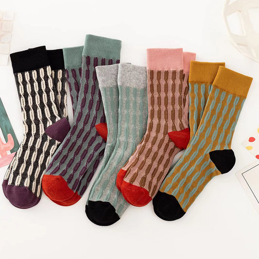 Socks Women's Contrast Color Twist Three-dimensional Relief