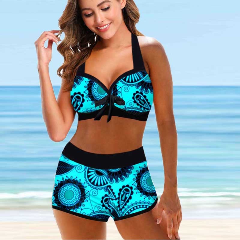 Women's Split High Waist Printed New Bikini Swimwear