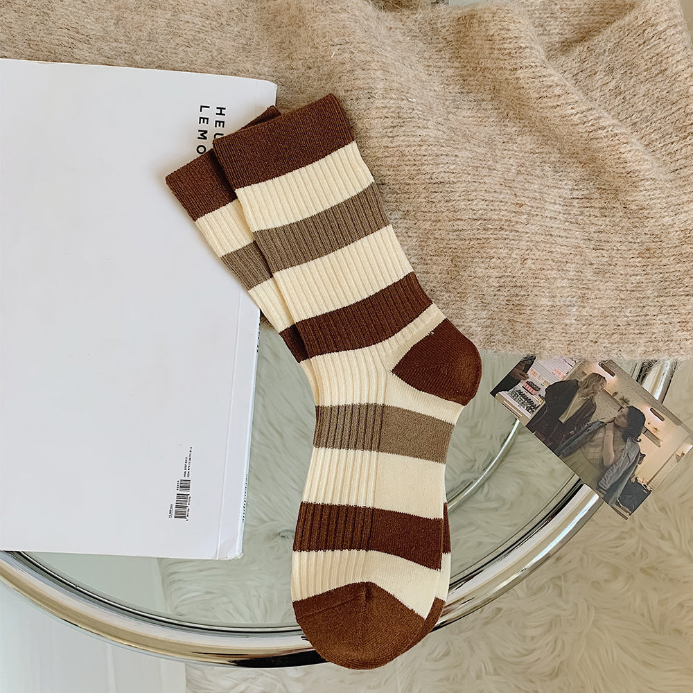 Women's Autumn And Winter Warm Fleece Coffee Wool Socks