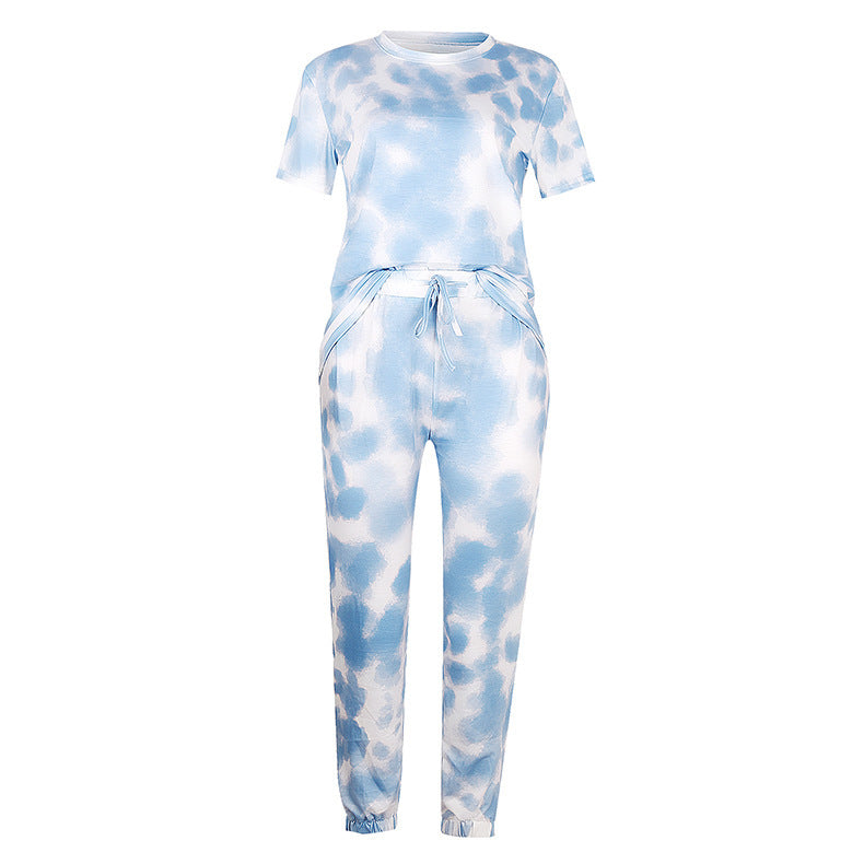 Gradient color printing tie-dye pajamas