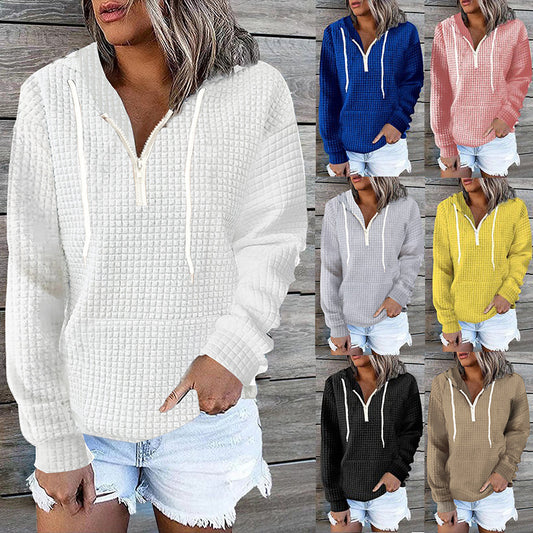 Women's Waffle Hoodie Sweater Coat