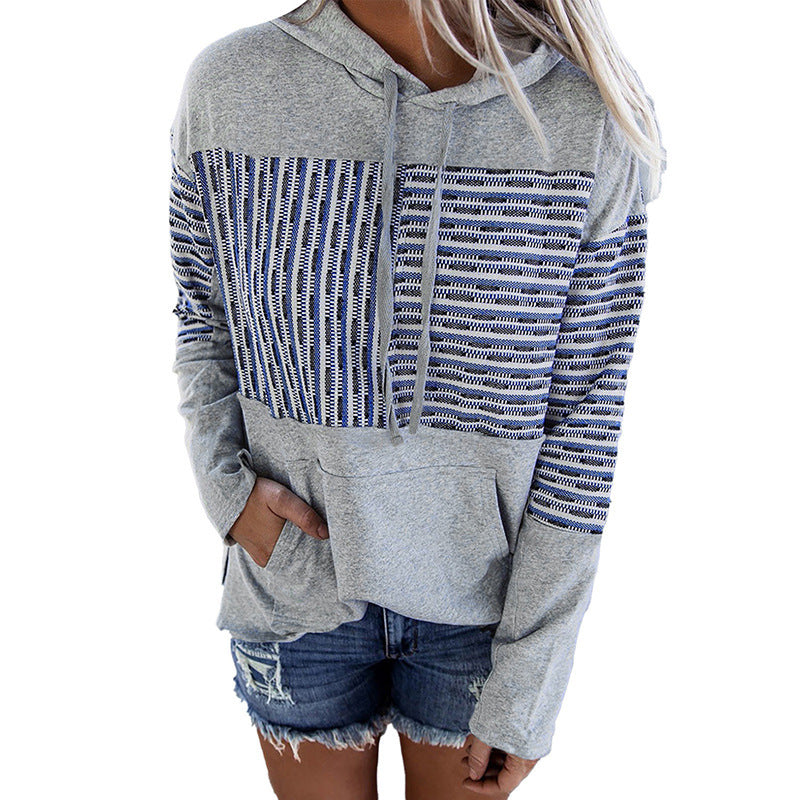 Hooded Sweater Women's Striped Top Casual