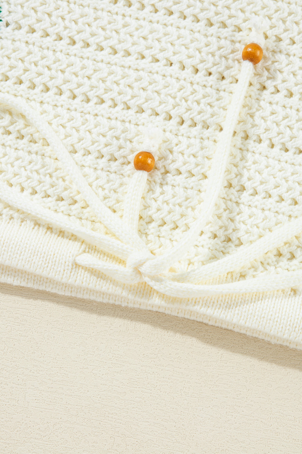 White Daisy Flower Pointelle Knit Sweater